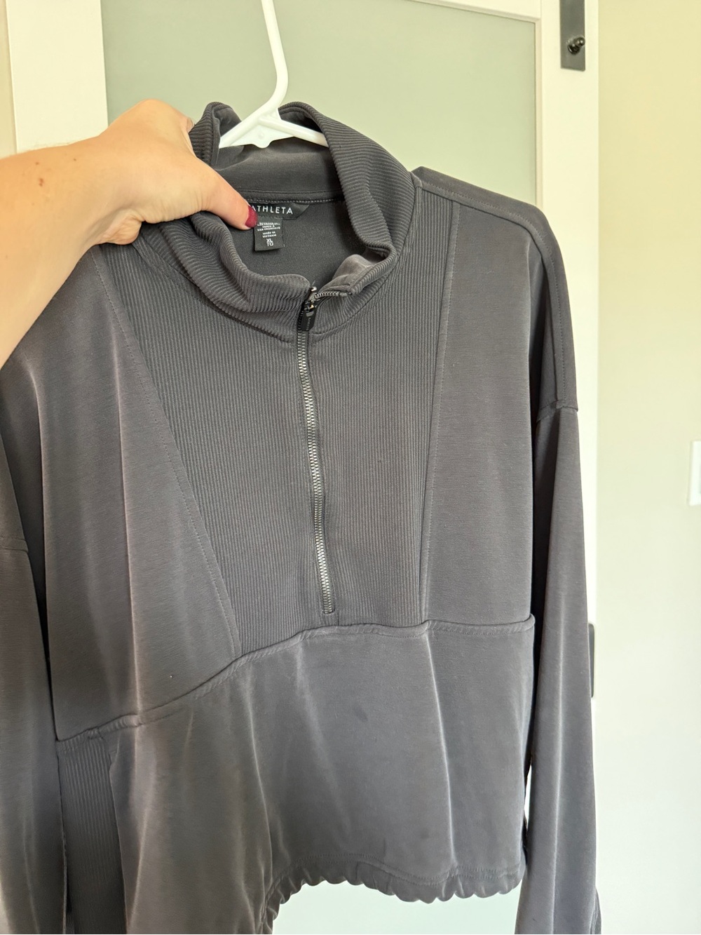 Athleta Women’s Charcoal Zip‑Front Lightweight Pullover & Matching Sweatpants
